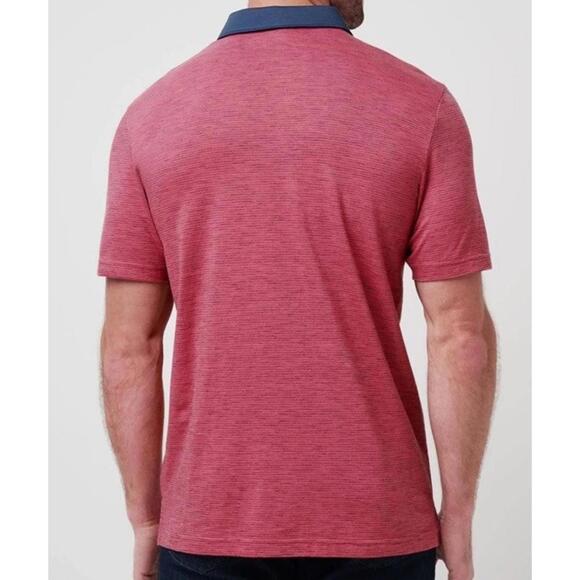 $99 NWT Travis Mathew polo pink stripes, mens Size XL 3 button blend POLO SHIRT - Picture 3 of 8